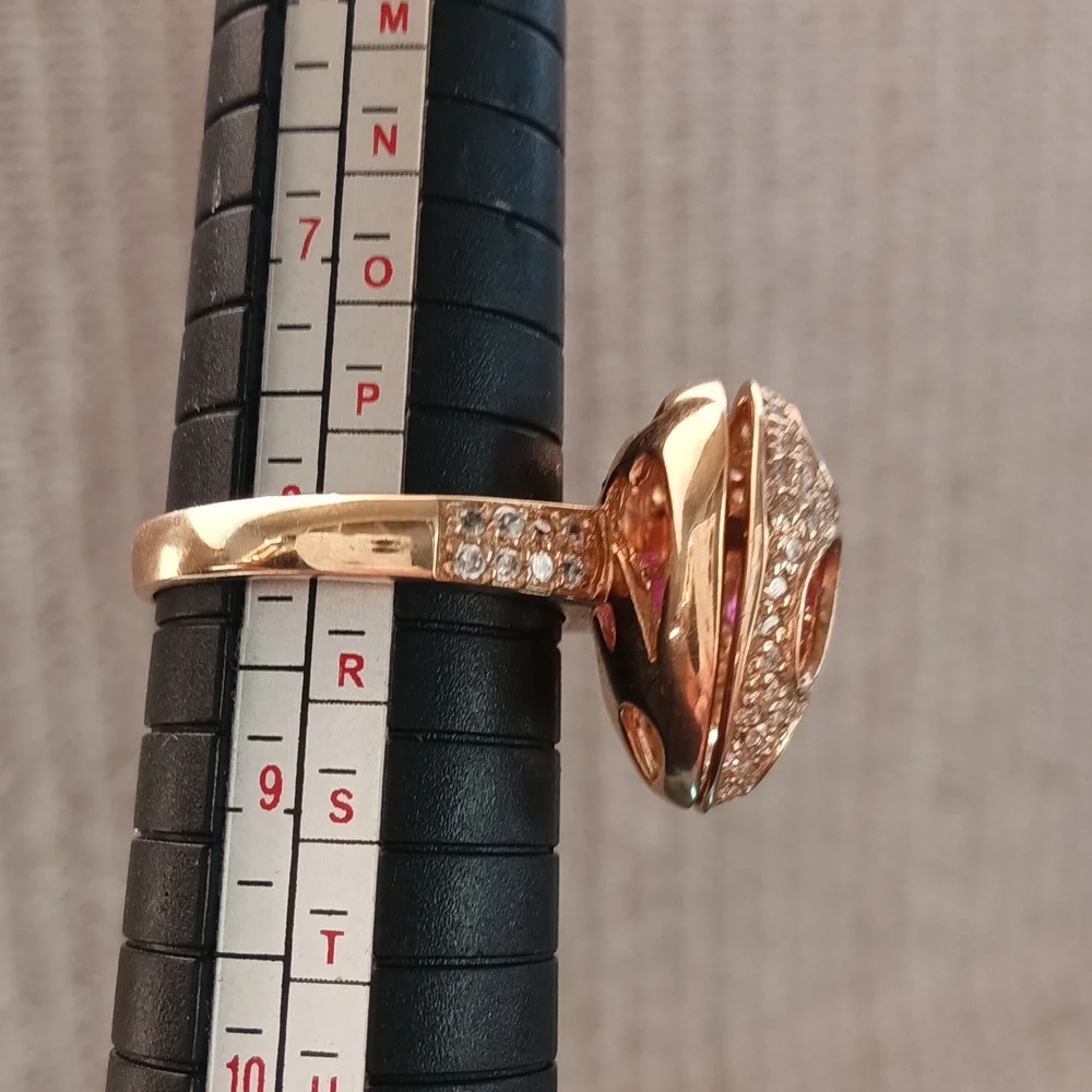 FINAL SALE PRICE Rubellite Tourmaline Diamonds Peekaboo Locket Ring .925 SS Sz 8
